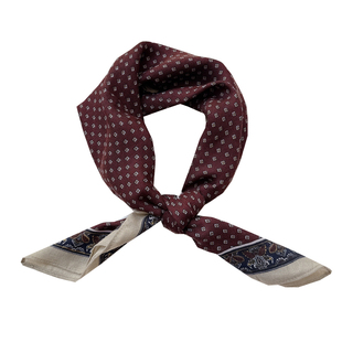 丝巾小方巾女复古丝绒暗红色几何气质领巾 搭西装的ins头巾发带