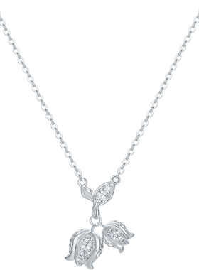 周六福项链女铃兰花链坠S925银高级感轻奢小众送女友本命年礼物