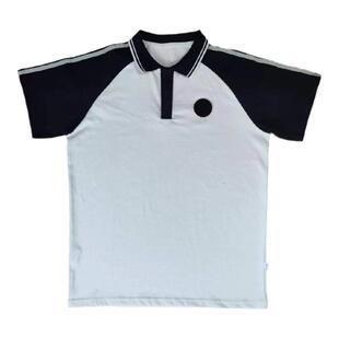 滦县海洋私立中小学生校服短袖T恤上衣白色POLO衫藏蓝插肩袖班服