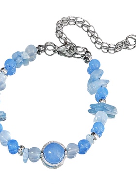 【蓝屿碎光】MIES原创蓝色水晶玻璃珠手链精致时尚波西米亚风手饰