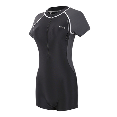 erke连体平角保守大学生游泳衣