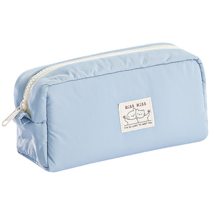 软乎乎小猫笔袋简约女生2026新款初中生高中高颜值ins风文具盒女孩款大容量铅笔盒小学生蓝色小众韩系文具袋