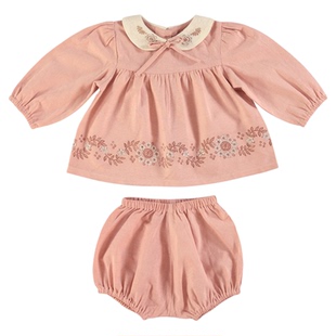 3件5折Little bebe organic FW25女宝宝包屁衣上衣花苞裤套装帽子