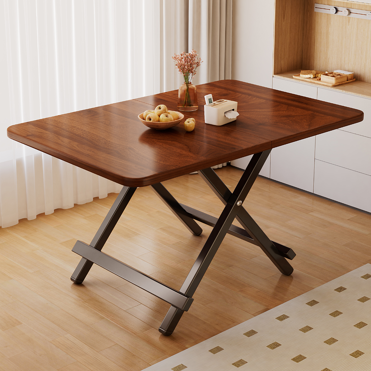 可折叠家用餐桌便携式夜市摆摊四方桌餐饮商用饭桌吃饭桌子折叠桌