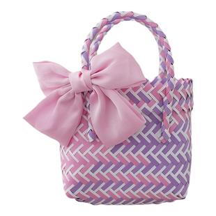 开学季彩色编织手提篮结婚满月生日伴手礼收纳篮节日婚庆包装礼篮