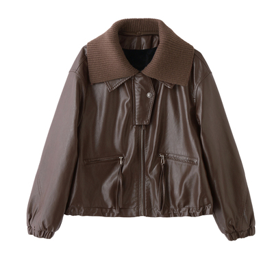 加绒加厚皮衣女短款2025秋冬新款