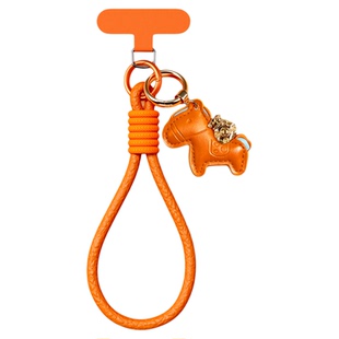 【高品质】马年中国红手机壳挂绳斜跨新款小马挂件马上有钱手腕编织短绳橙色便携适用苹果华为手机壳挂绳东