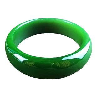 碧玉色天然正品玉手镯妈妈款菠菜绿旺夫玉手镯外蒙料手镯