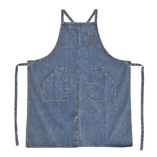 围裙美甲店日系全棉牛仔布料女时尚油画美术生花艺师美发师工作服