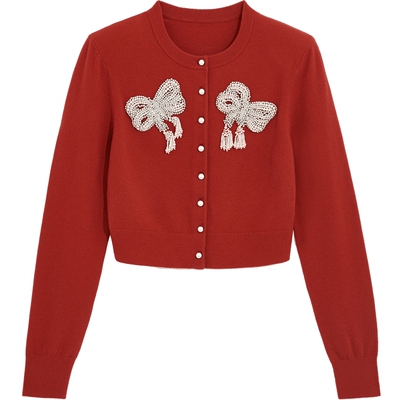 bebe春季新款纽扣针织开衫