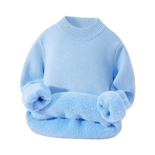 史努比男童毛衣冬季加厚一体绒针织衫2025新款儿童加绒毛线衣男孩