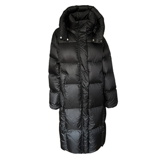 KMZD 雪融奶霜 冬季90白鸭绒充绒量500g连帽一件过冬长款女羽绒服