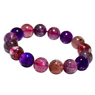 PLSTONE普琳丝天然珠宝巴西超级七紫发超七水晶手链超7手串珠宝女