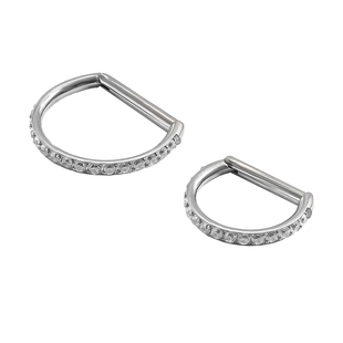 医用植入级材质F136钛合金爆闪镶锆耳环防发炎D型直针养耳洞耳圈