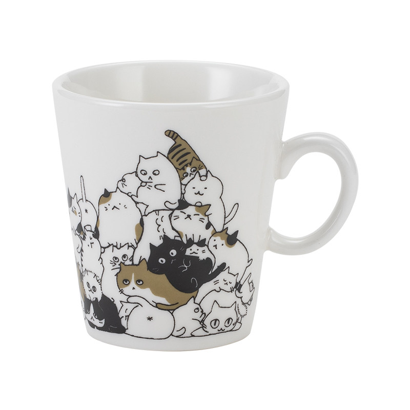 日本进口猫咪聚会马克杯釉下彩陶瓷咖啡杯可爱燕麦早餐杯