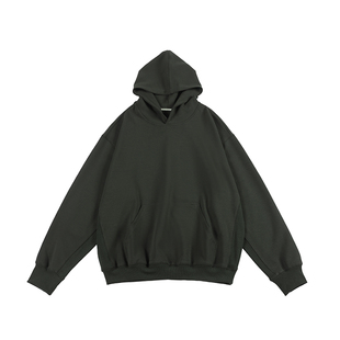 NOEARS日系cityboy暗军绿色复古宽松落肩袖卫衣冬季重磅长袖上衣