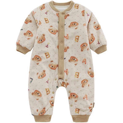 拉比婴儿全开连体衣80g夹棉