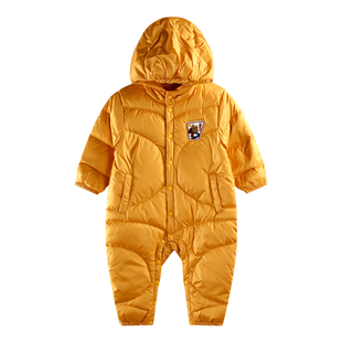 拉比婴儿轻便羽绒服连体衣男宝宝冬季女外出哈衣儿童爬服秋冬衣服