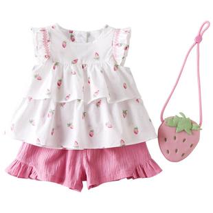 戴维贝拉儿童夏装女童装时髦套装洋气女宝宝衣服女童短裤婴儿套装