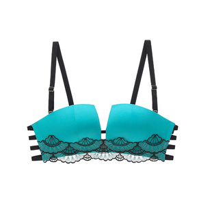 伊丝艾拉无肩带小胸显大内衣聚拢可拆卸肩带2穿抹胸真丝罩杯里料