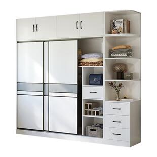 全实木推拉门衣柜家用卧室小户型可定制组合柜子经济型轻奢挂衣橱