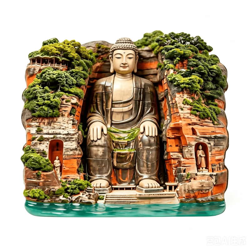 乐山大佛树脂浮雕磁吸冰箱贴