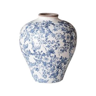 久伴法式复古陶瓷花瓶青花瓷水培鲜花插花客厅桌面装饰摆件高级感