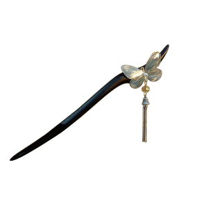 新中式流苏发簪女银丝蝴蝶步摇高级感古风汉服木簪子国风发钗头饰