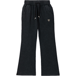 BOYLONDON春女长裤重工三鹰烫钻个性休闲百搭微喇裤W15088