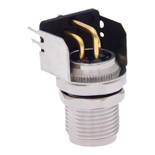 M8弯针插座航空插头公母座3/4/5/6/8芯直针防水IP67焊接PCB连接器