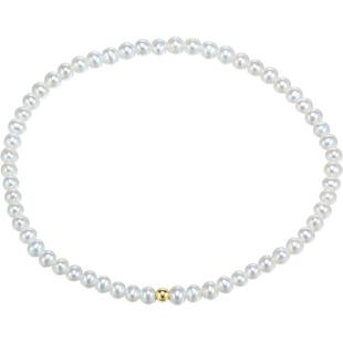 黛米珠宝 焕彩 3-3.5mm迷你近圆小珍珠手链18K金路路通白色手环女