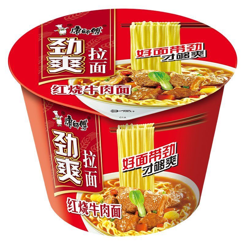 康师傅劲爽桶方便面红烧香辣酸菜