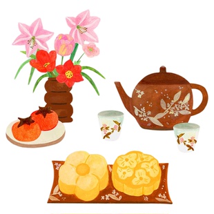 一朵苗 秋日茶室书房布置装饰窗花静电贴窗贴玻璃贴纸双面防水贴