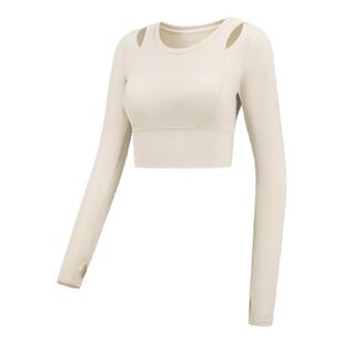 mitaogirl肯豆长袖上衣女秋冬带胸垫运动瑜伽服修身普拉提健身衣