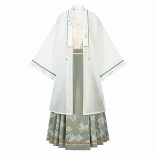 云藏月绣青栀白茶原创明制马面裙子日常通勤改良汉服女款套装春夏