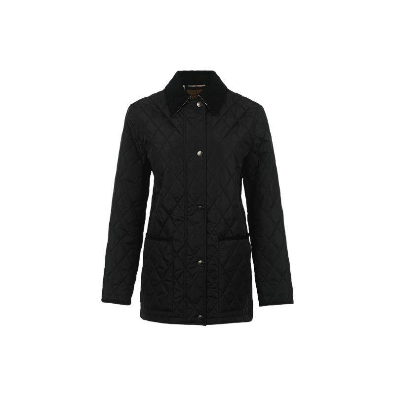 【自营】BURBERRY/博柏利女士拉链按扣直筒绗缝尼龙谷仓夹克外套