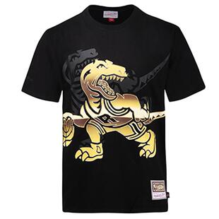 Mitchell&ness中性MN复古潮流bigface4.0黑金猛龙队运动T恤无领短