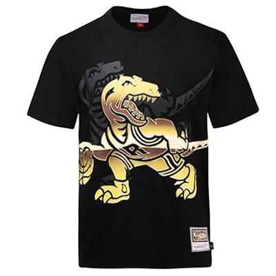 Mitchell&ness中性MN复古潮流bigface4.0黑金猛龙队运动T恤无领短