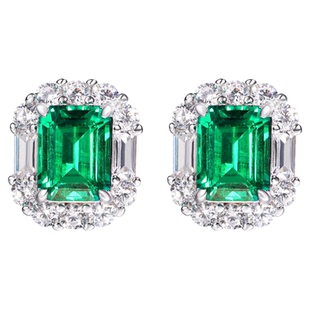 VISING【AGL国际证书】培育祖母绿宝石耳钉耳饰共2.8克拉左右