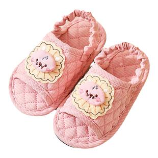 新款纯棉儿童居家学步鞋1-2-3岁宝宝室内软布底静音防滑拖鞋四季
