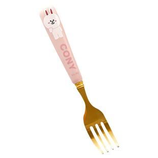 LINE布朗熊可爱精致卡通家用不锈钢叉子吃饭勺子一体西餐餐具套装