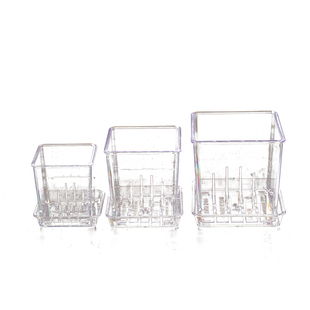 高透明塑料方形带底孔透气桌面水培花盆蝴蝶兰洋兰带托盘无卡扣