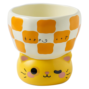 可爱拿铁手握杯女士高颜值马克杯家用陶瓷喝水杯办公室精致咖啡杯