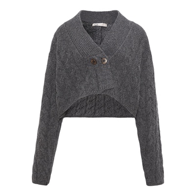 MOUSSY 冬季新品通勤复古风绞花宽松短款针织衫031IAA70-1811