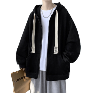 回力加绒连帽开衫卫衣男士春秋冬季2025新款情侣衣服男生入秋外套