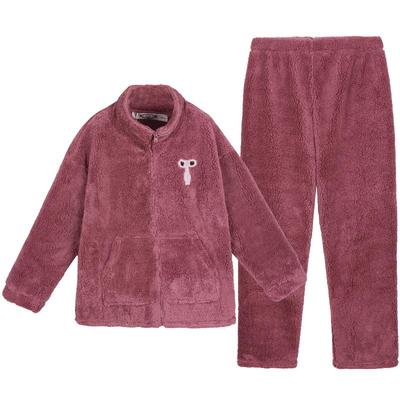 美标情侣珊瑚绒加厚保暖睡衣套装