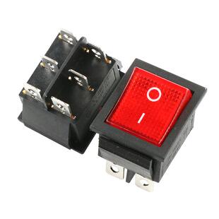 船型开关KCD4-201翘板电源按钮 红黑色4/6四/六 脚16A/250V 铜脚