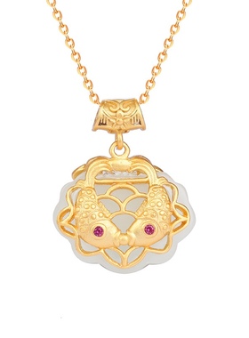 锁骨双面戴女士款鎏金小玉项链