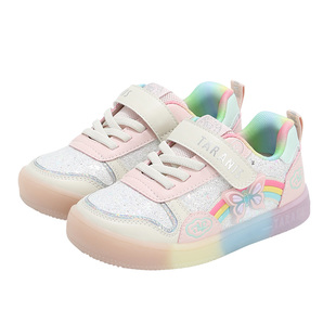 泰兰尼斯童鞋春秋款女童板鞋可控开关闪灯鞋防滑软底儿童发光鞋子