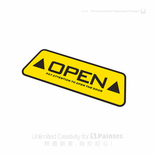 SP车贴创意OPEN车门贴纸开门提示反光贴汽车装饰防撞贴防水警示贴